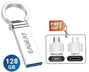 Eaget 128Gb Flash Drive With Microusb And Usb Type C Adapters