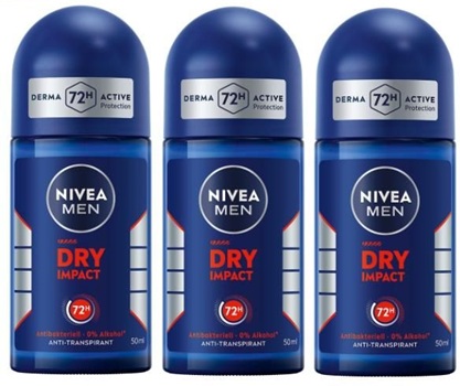 Nivea Dry Impact Roll-On For Men, 72H 50Ml